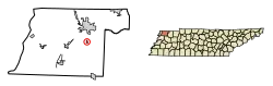 Location of Rives in Obion County, Tennessee.