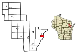 Location of Oconto in Oconto County, Wisconsin