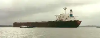 The bulk carrier Peene Ore on the river Elbe in February 2000