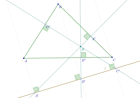 Orthopole of line l