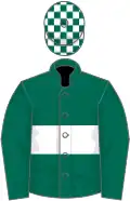 Dark green, white hoop, checked cap