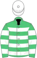 EMERALD GREEN and WHITE HOOPS, white cap
