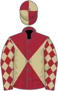 Maroon and beige diabolo, maroon sleeves, beige diamonds, quartered cap