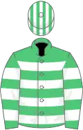 Emerald green and white hoops, striped cap