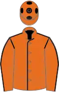 Orange, black seams, orange cap, black spots