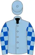 Light blue, light blue and royal blue check sleeves