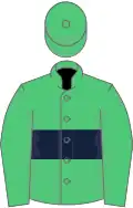 Emerald green, dark blue hoop