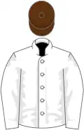 White, brown cap