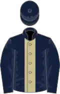Dark blue, beige stripe