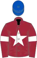 Maroon, white star and armlet, blue cap