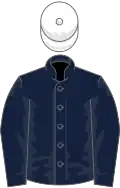 Dark blue, white cap