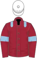 Maroon, Light Blue epaulets and armlets, White cap
