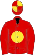 Red, Yellow disc, quartered cap