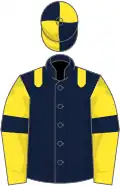 Dark blue, yellow epaulets, yellow sleeves, dark blue armlets, dark blue and yellow quartered cap