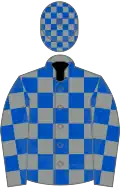 Grey and royal blue check