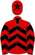 Red and black chevrons, red cap, black star