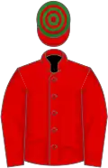 Red, green hooped cap
