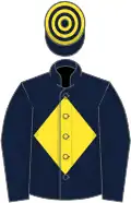 Dark blue, yellow diamond, hooped cap