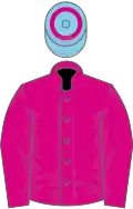 CERISE, sky blue cap with cerise hoop