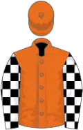 Orange m white and black check t orange-coloured