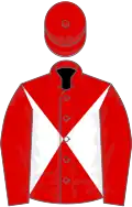 Red and white diabolo, red sleeves and cap
