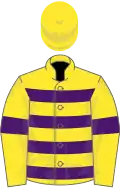 Yellow, Purple Hoops And Armlets, White Cap