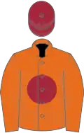 Orange, Maroon disc, Maroon cap