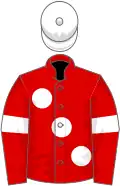 Red, large White spots, armlets and cap