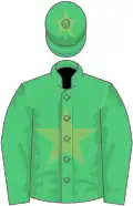 Emerald green, light green star and star on cap