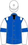 Royal blue, white epaulets and sleeves, royal blue armlets, white cap