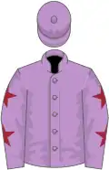 Mauve, maroon stars on sleeves