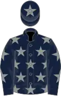 Dark blue, grey stars, dark blue cap, grey star