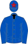 Dark blue, red star on cap