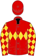 Red, yellow triple diamond, diamonds on sleeves