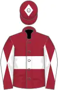 Maroon, white hoop, diabolo on sleeves and diamond on cap