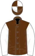 Brown, white sleeves, quartered cap
