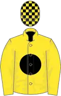 Yellow, black disc, check cap