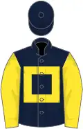 Dark blue, yellow panel and sleeves