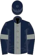Dark blue, grey stripe and armlets