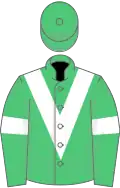 Emerald green, white chevron and armlets