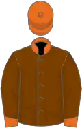 CHOCOLATE, orange collar, cuffs and cap
