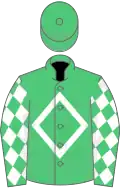 Green, white diamond and diamonds on sleeves