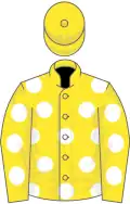 Yellow, white spots, yellow cap