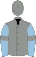 Grey, light blue sleeves, grey armlets