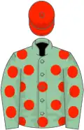 Eton blue, scarlet spots and cap