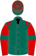 Dark green, red epaulets, red sleeves, dark green armlets, dark green and red hooped cap