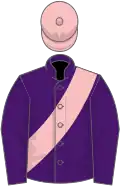 Purple, pink sash and cap