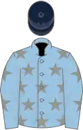 Light blue, grey stars, dark blue cap
