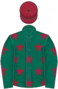 Dark green, maroon stars, maroon cap