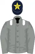 Grey, white epaulets, dark blue cap, yellow star